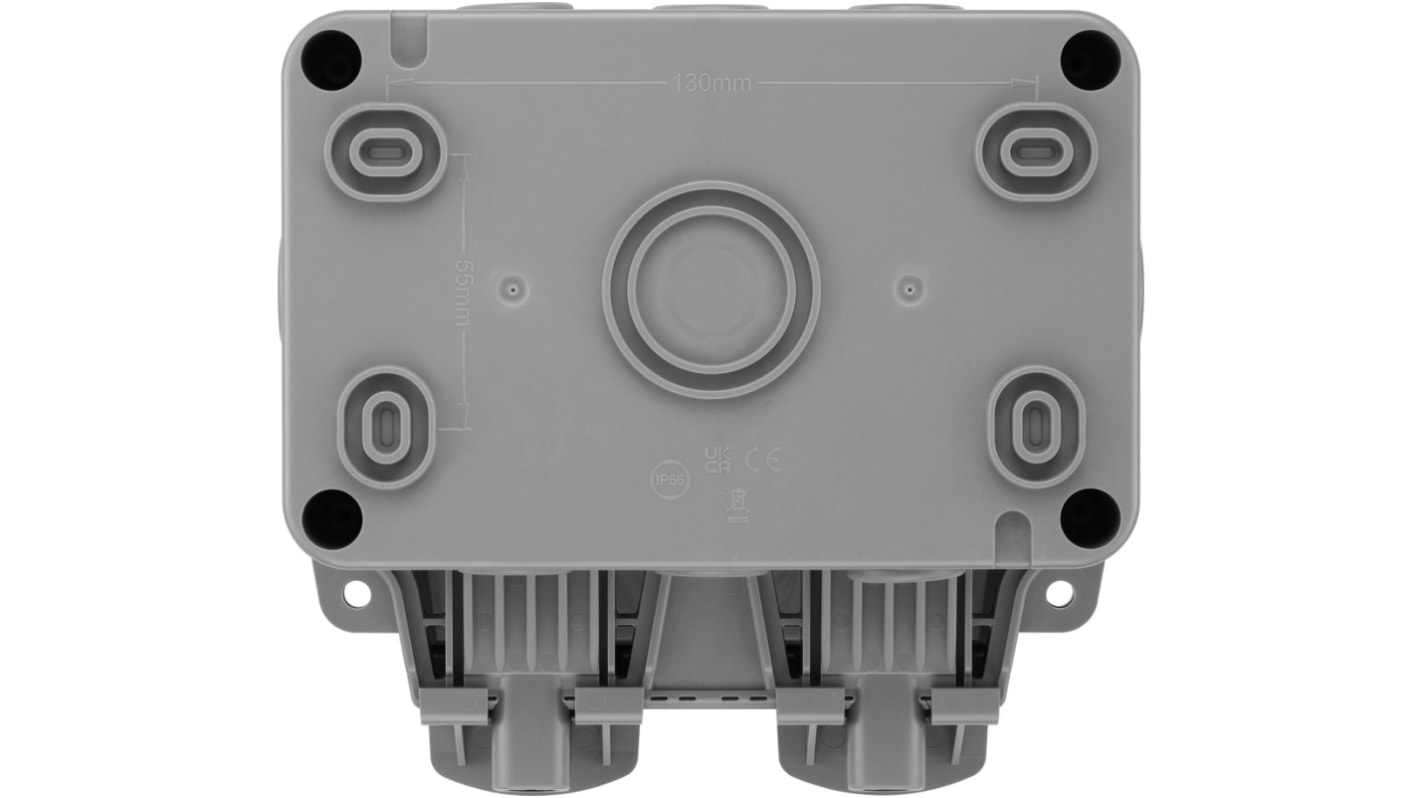 BG Electrical Storm Grey 2 Gang Plug Socket, 0 Poles, 13A, Type G - British, Outdoor Use