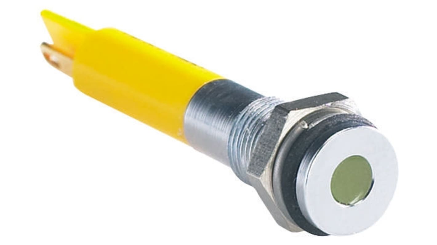 Indicatore da pannello RS PRO Giallo  a LED, 2V cc, IP67, A filo, foro da 6mm