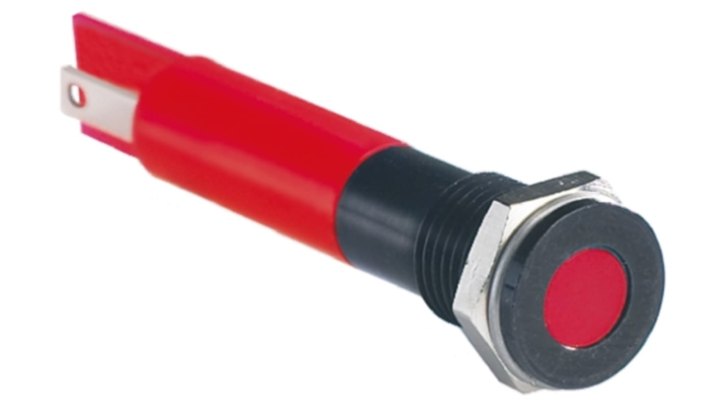 Lampka kontrolna do montażu panelowego 2V dc, czerwona 8mm LED RS PRO