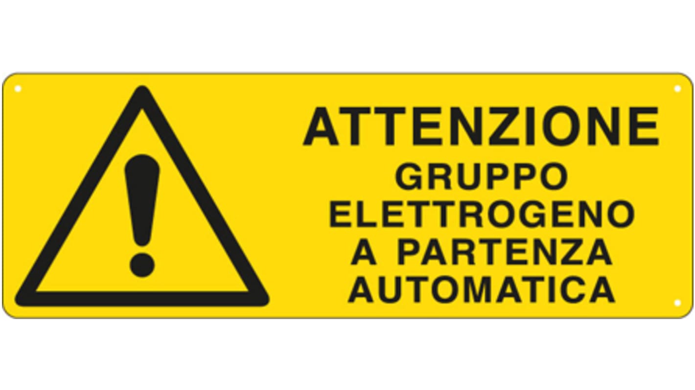 Cartello Avviso "Attenzione Gruppo Elettrogeno A Partenza Automatica", in Italiano