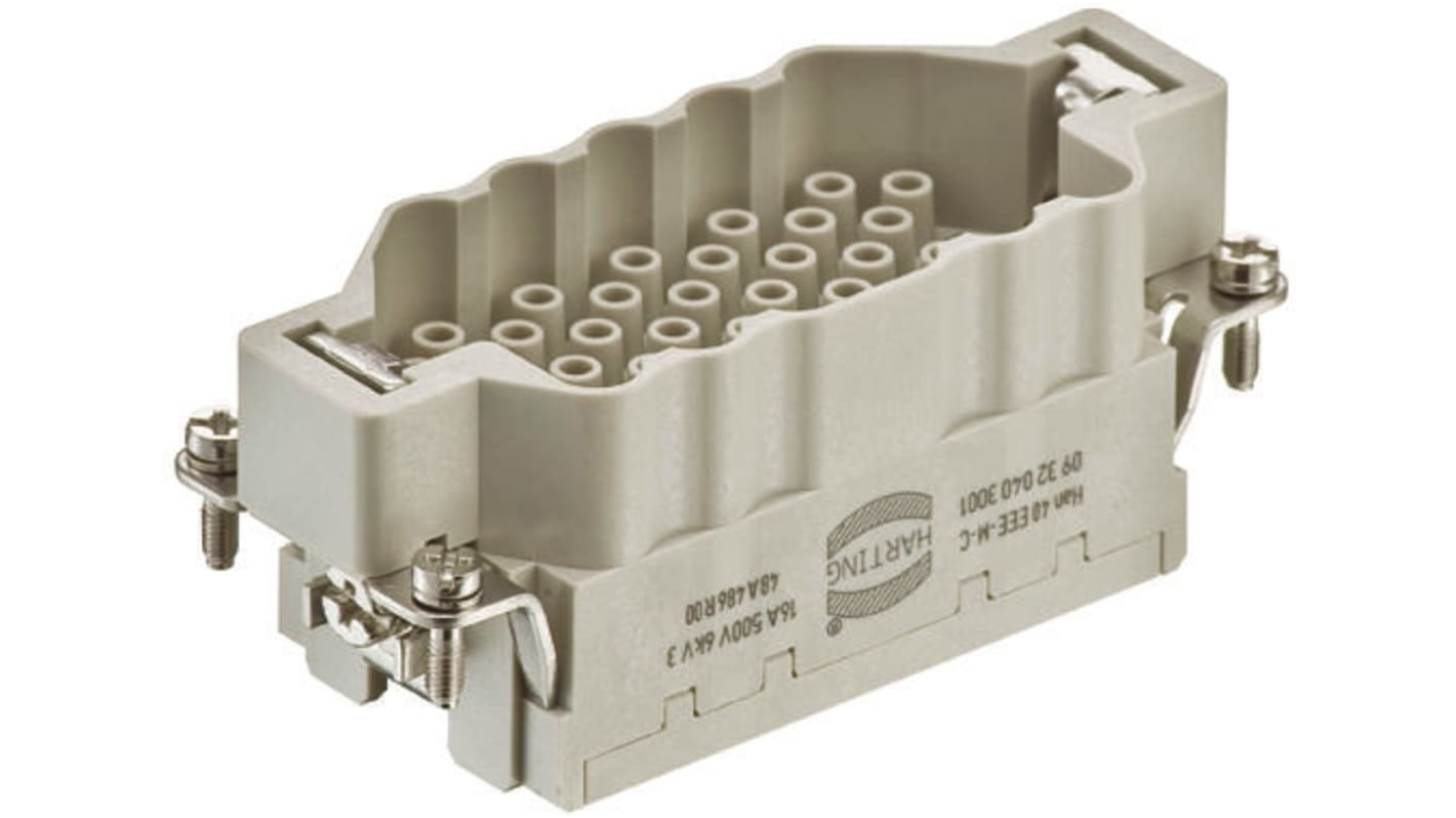 HARTING Heavy Duty Power Connector Insert, 16A, Male, Han EEE Series, 41 Contacts