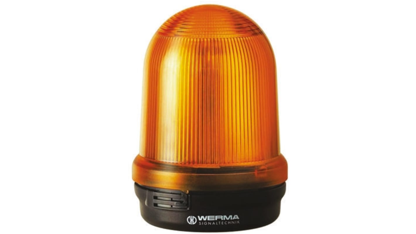 Werma RM 829 Series Yellow Flashing Beacon, 24 V dc, Surface Mount, LED Bulb, IP65