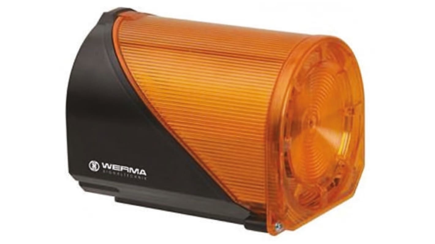 Indicator luminoso y acústico LED Werma 444, 24 Vac/dc, Amarillo, Intermitente, 114dB @ 1m, IP65