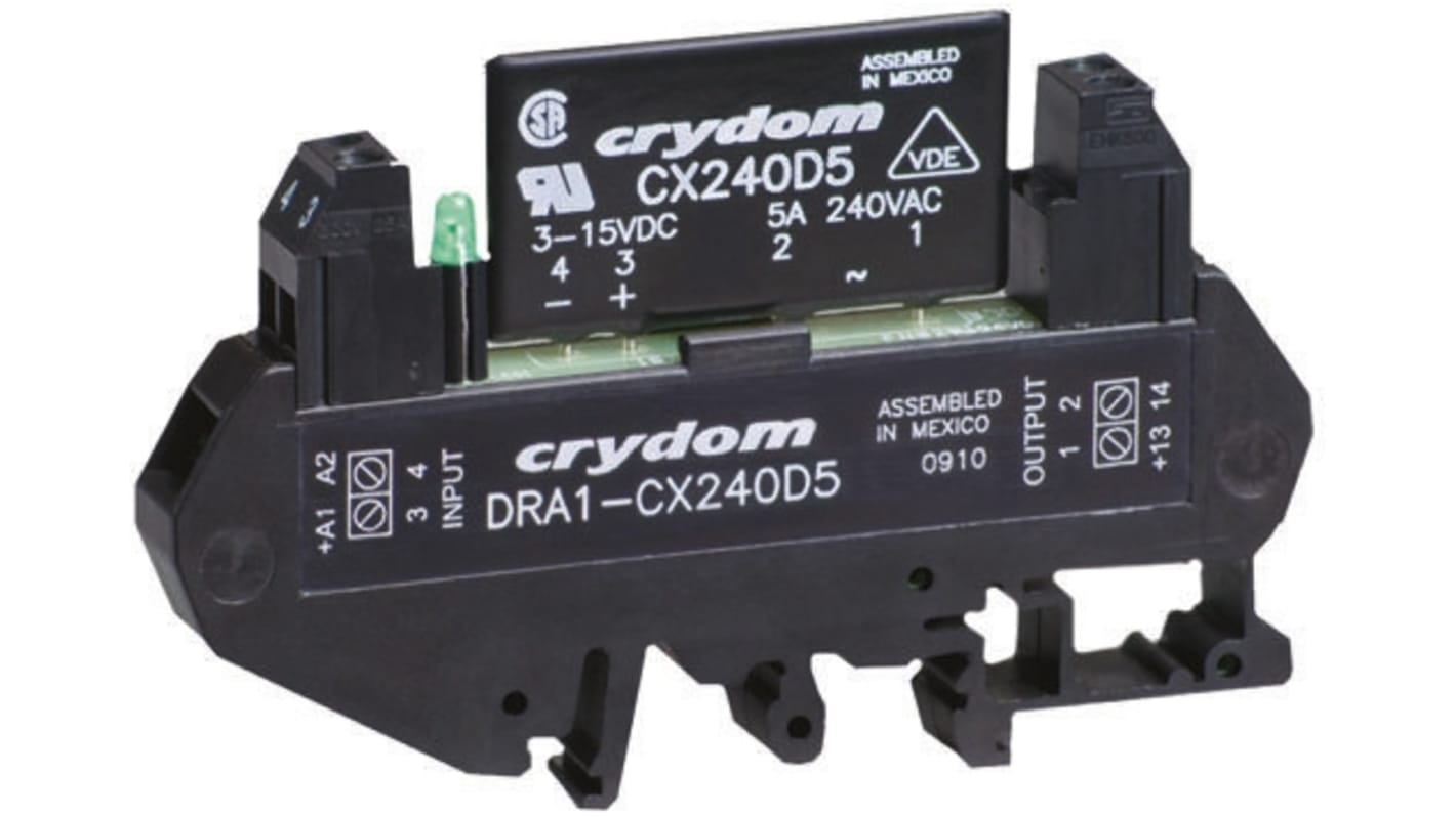 Módulo de relé de estado sólido Sensata Crydom DRA1-CX, control 90 → 140 Vac, carga 12 → 280V ac / 5 A