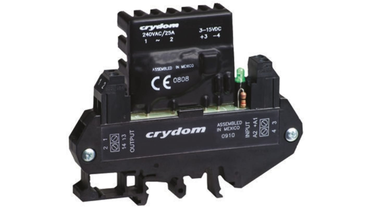 Sensata Crydom Halbleiter-Interfacerelais, 10 A Effektivwert max., DIN-Schienen 15 Vdc min. 280 Vac max. / 32 Vdc max.