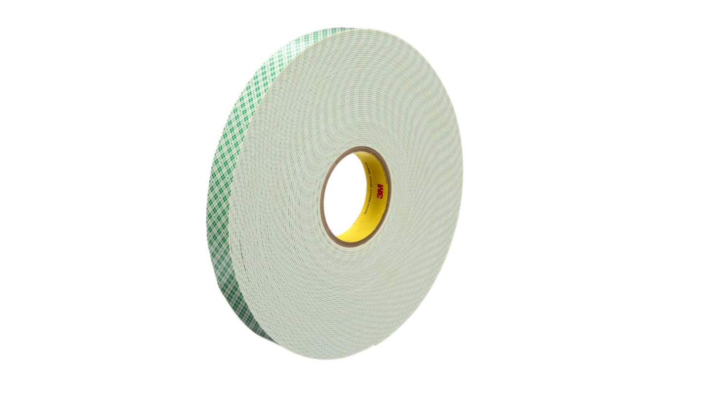 3M 4026 Schaumstoff Klebeband doppelseitig, Weiß, Stärke 1.6mm, 25mm x 33m, 27,5 N/cm