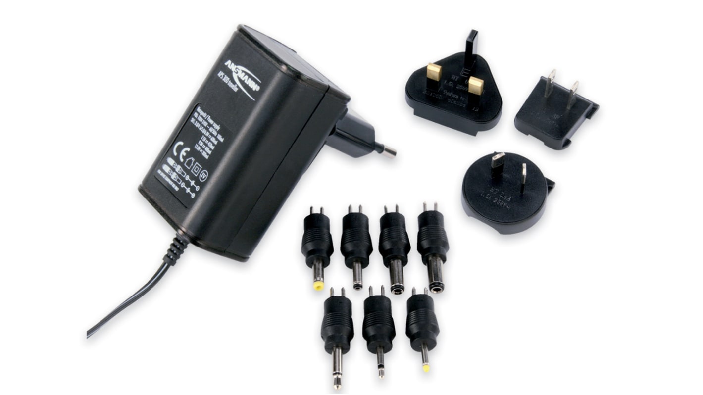 Ansmann Steckernetzteil AC/DC-Adapter 3.6W, 100V ac, 3 V dc, 4.5 V dc, 5 V dc, 6 V dc, 7.5 V dc, 9 V dc, 12V dc / 300