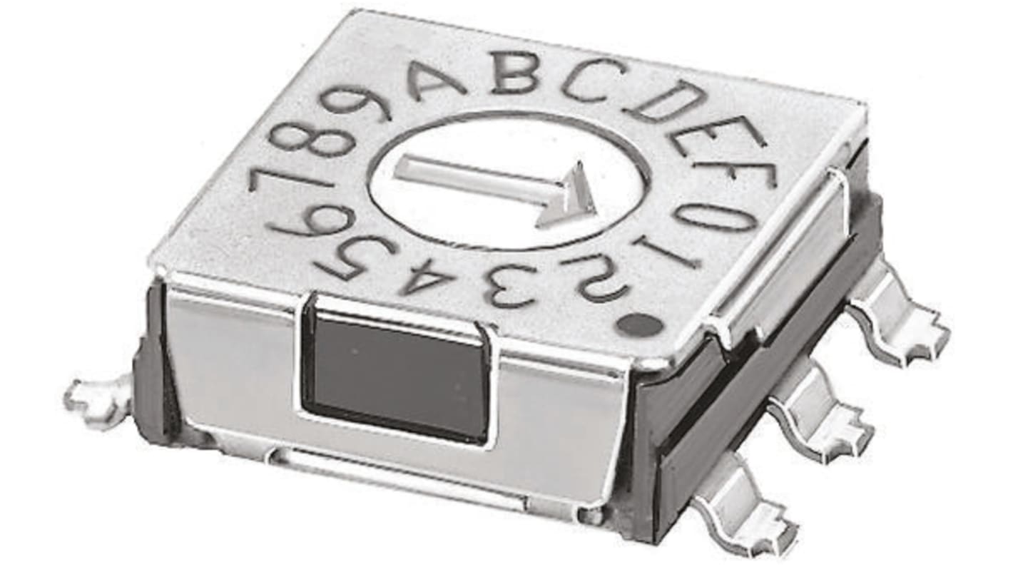KNITTER-SWITCH 16 Way Surface Mount DIP Switch, Rotary Flush Actuator