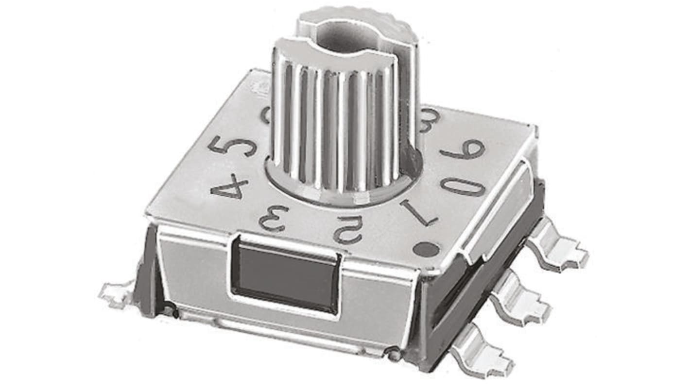 Interruptor DIP, Montaje superficial, Actuador Ranurado Giratorio, 100 mA a 5 V dc, 10 vías, -25 → +75°C
