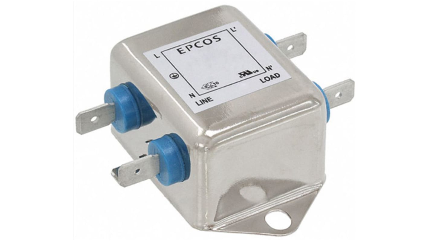 EPCOS, B84111F 10A 250 V ac/dc 60Hz, Flange Mount EMC Filter, Tab, Single Phase
