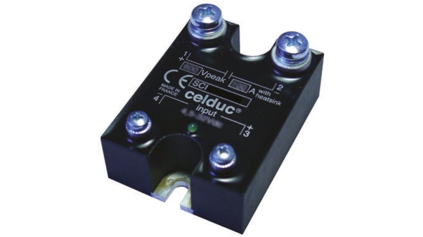 Celduc SCI Series Solid State Relay, 50 A Load, Panel Mount, 650 V dc Load, 32 V dc Control