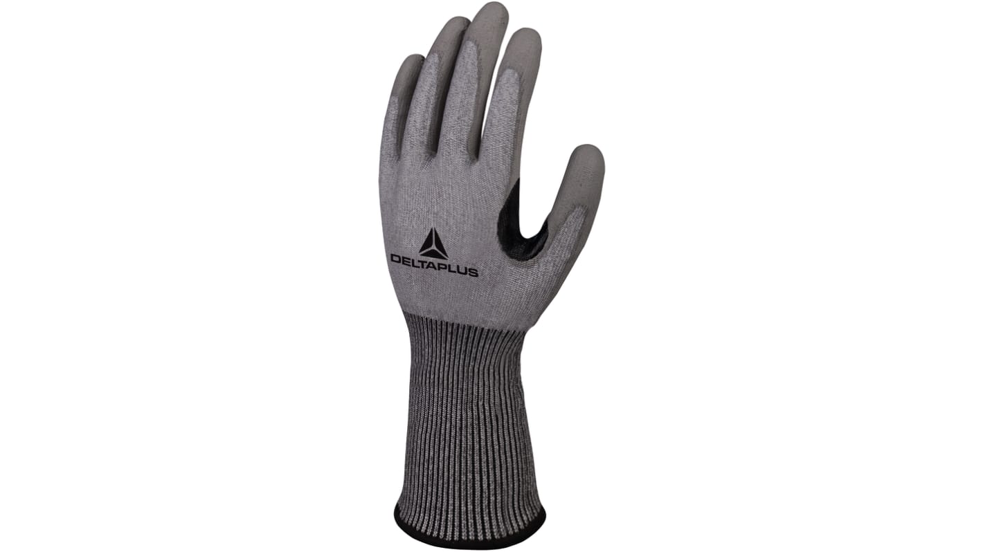 Delta Plus VECUTC02 Grey Polyurethane Cut Resistant Work Gloves, Size 7, Polyurethane Coating