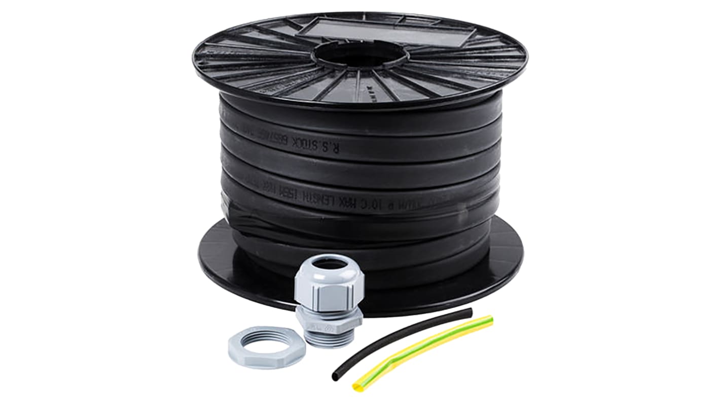 Kit cable calefactor RS PRO autorregulante, 50m, 10W/m, temp. Máximo de +80 °C (sin activar)