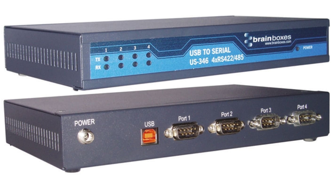 Convertidor de interfaz Brainboxes US-346, Conector A USB B, Conector B DB-9