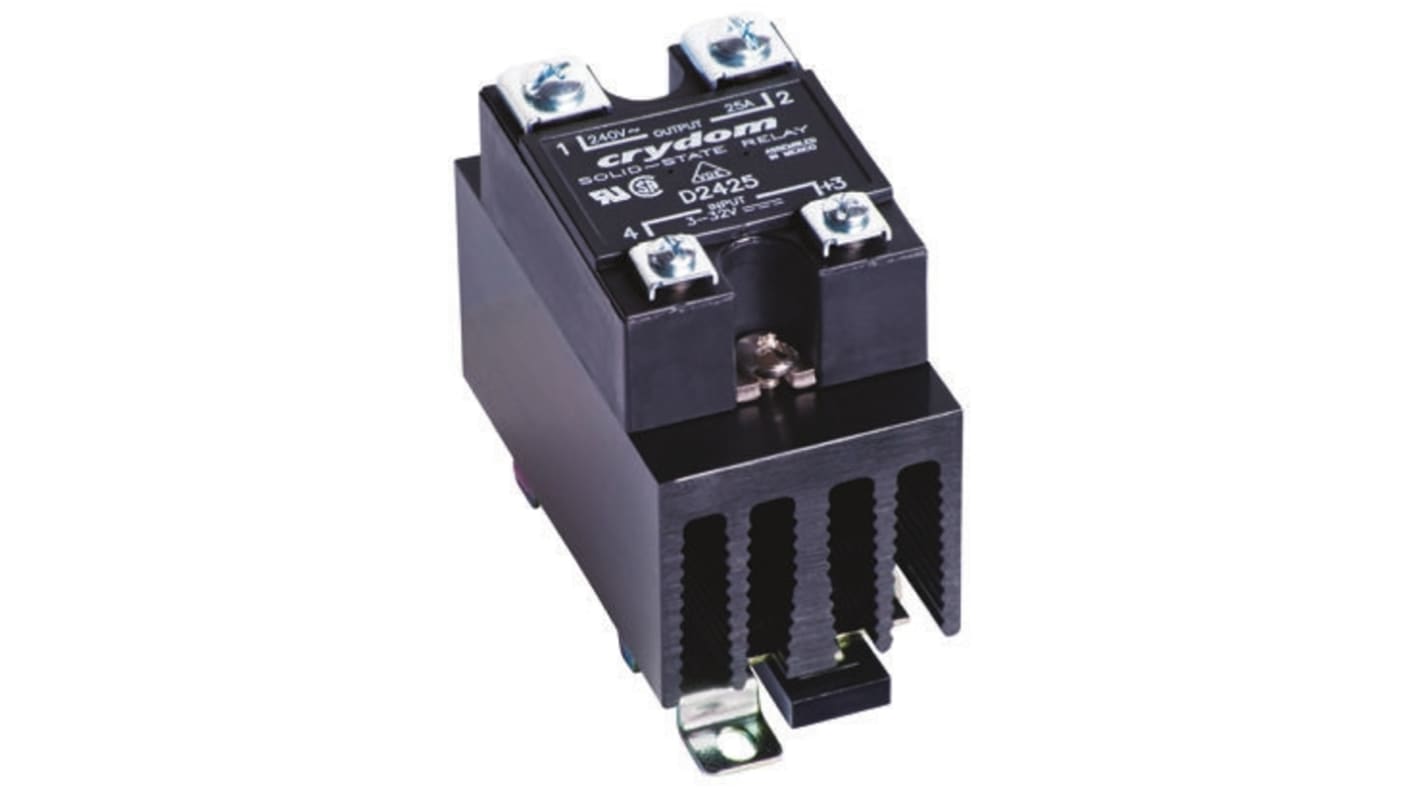 Sensata Crydom HS301DR Series Solid State Relay, 24 A Load, DIN Rail Mount, 280 V ac Load, 32 V Control