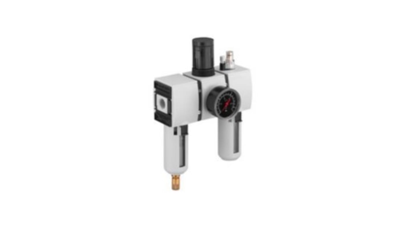 EMERSON ? AVENTICS G 1/4 FRL, Semi Automatic Drain, 5μm Filtration Size - With Pressure Gauge