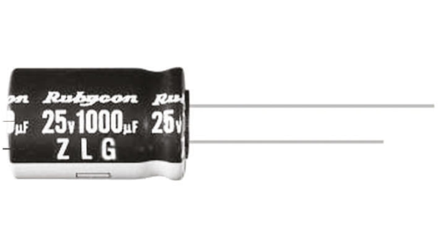 Condensatore Rubycon, serie ZL, 1000μF, 50V cc, ±20%, +105°C, Radiale, Foro passante