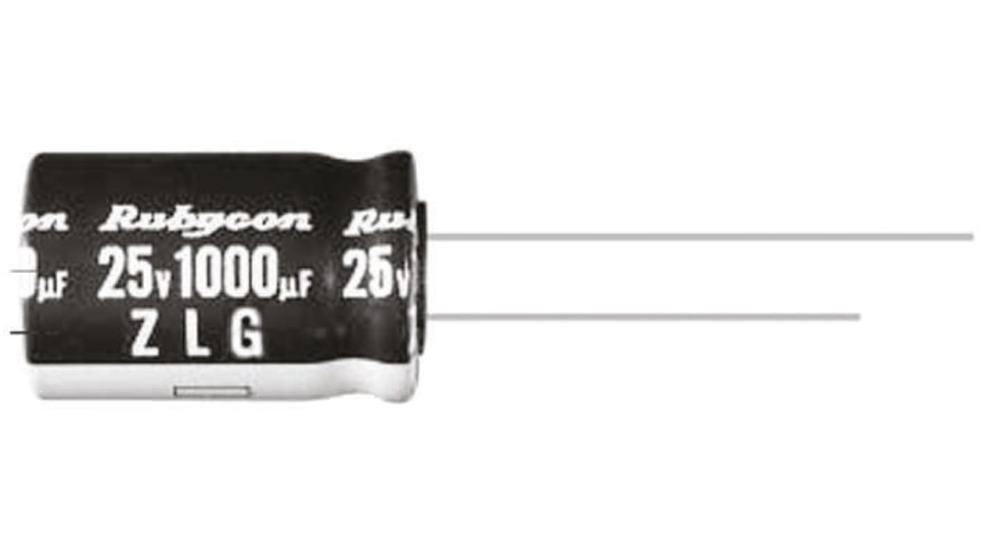 Rubycon ZLG, THT Aluminium-Elektrolyt Kondensator 1000μF ±20% / 35V dc, Ø 12.5mm x 25mm, bis 105°C