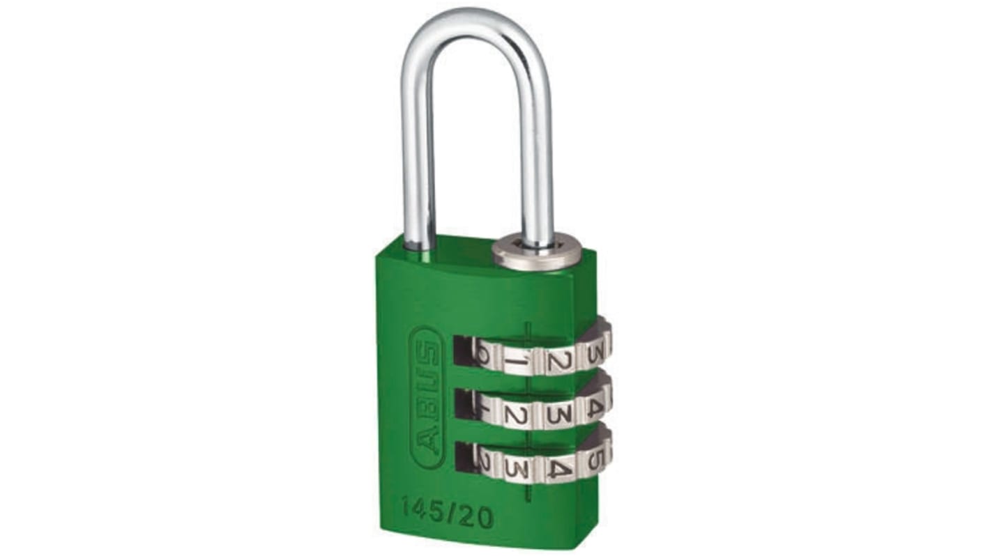 ABUS 145/20 Combination Weatherproof Aluminium, Steel Safety Padlock, 3mm Shackle, 20mm Body