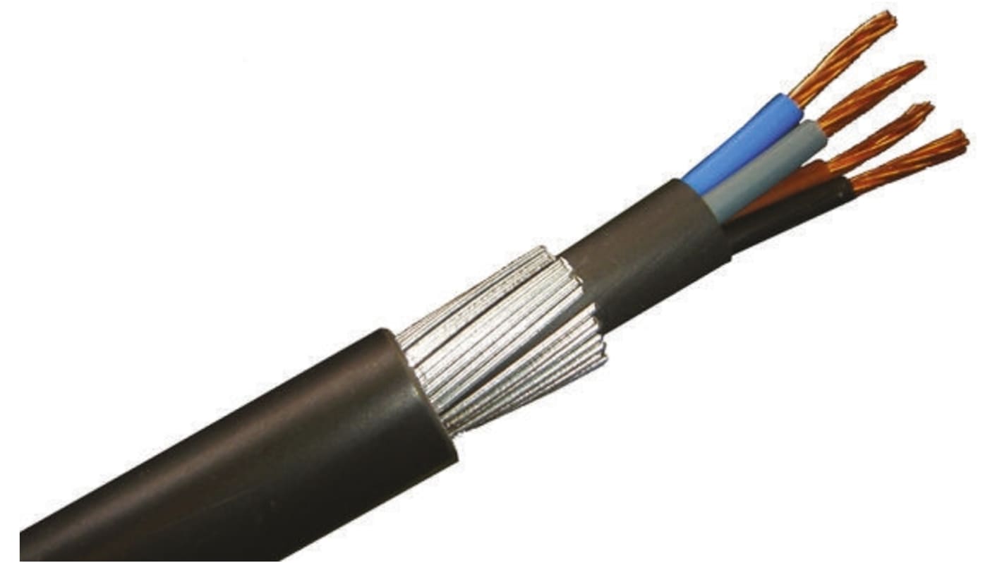 Prysmian, 50m 4 Core, Black Low Smoke Zero Halogen (LSZH) Power Cable +90°C