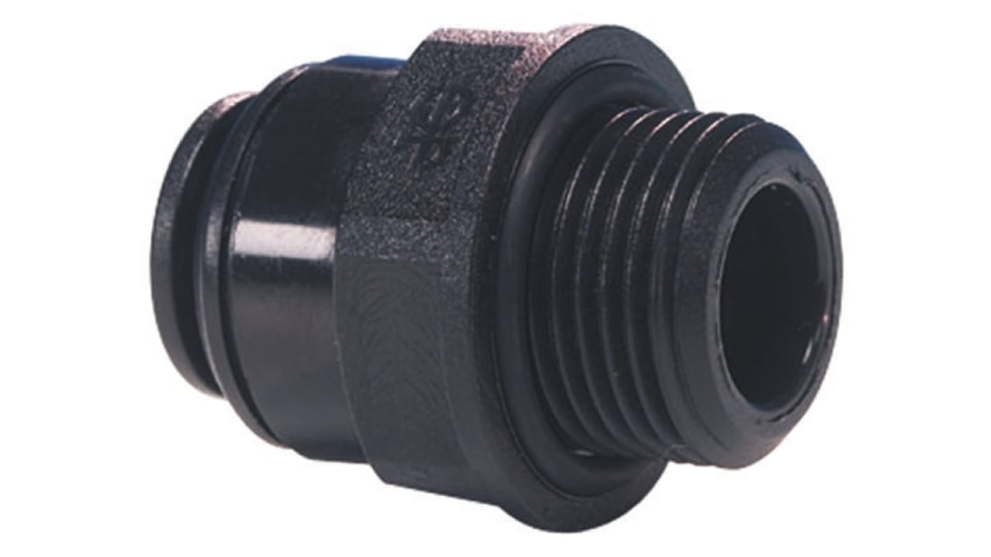 John Guest PM Series Straight Threaded Adaptor, G 3/8 Male to Push In 10 mm, Threaded-to-Tube Connection Style