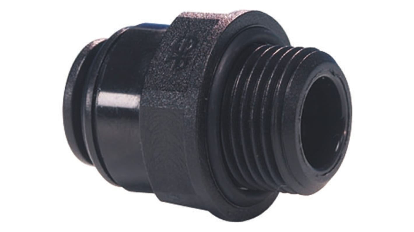 John Guest PM Series Straight Threaded Adaptor, R 3/8 Male to Push In 10 mm, Threaded-to-Tube Connection Style