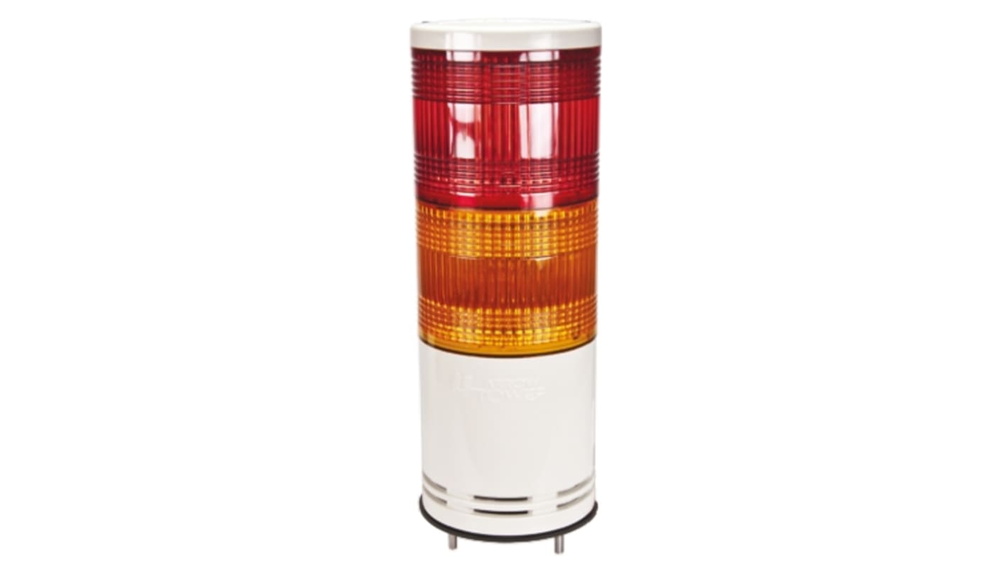 Schneider Electric Harmony XVC1 LED Signalturm 2-stufig Linse Rot/Gelb LED Orange, Rot + Blitz, Dauer 294mm