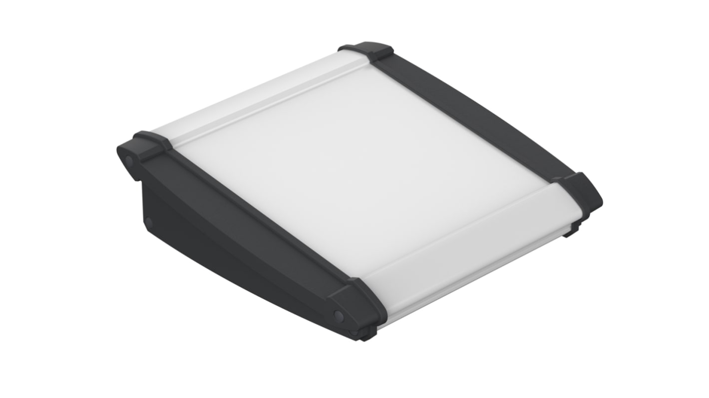 Caja de consola Bopla, serie Alu-Topline, de ABS, Aluminio de color Negro, Gris claro, Plata, con frontal inclinado,