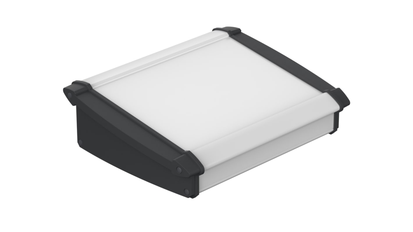 Caja de consola Bopla, serie Alu-Topline, de ABS, Aluminio de color Negro, Anodizado natural, con frontal inclinado,