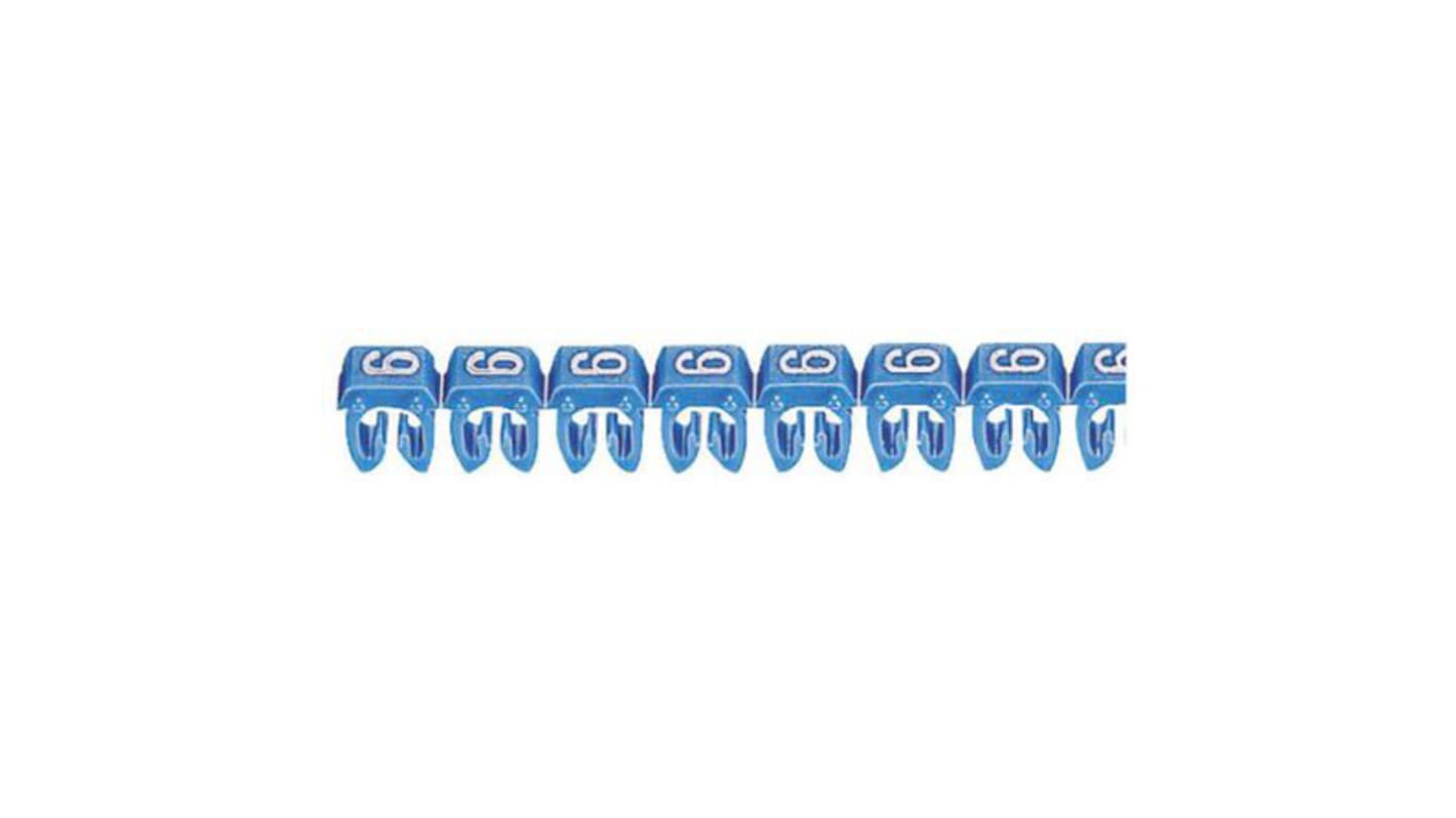 Legrand CAB 3 Clip On Cable Markers, Blue, Pre-printed "6", 0.15 → 0.5mm Cable