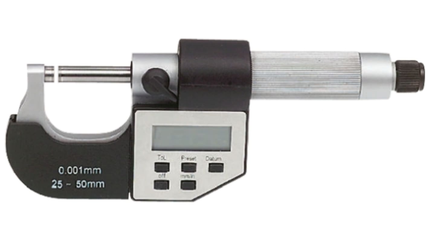 RS PRO External Micrometer, Range 25 mm →50 mm, With UKAS Calibration