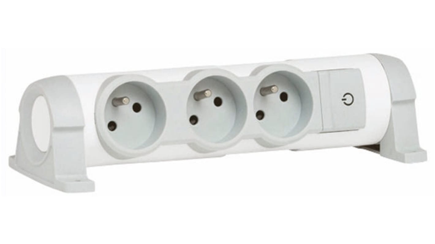 Legrand Type E - French 3 Gang Trailing Socket, 16A, 230 V ac, No
