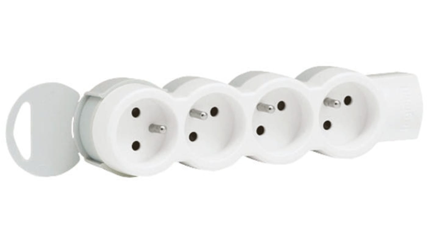 Legrand Type E - French 4 Gang Trailing Socket, 16A, 230 V, No