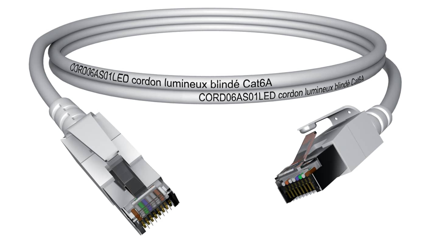 CAEMMC, 3m Cat6a, Grey RJ45 to Male RJ45 Male, S/FTPShielded, Terminated LSZH Sheath