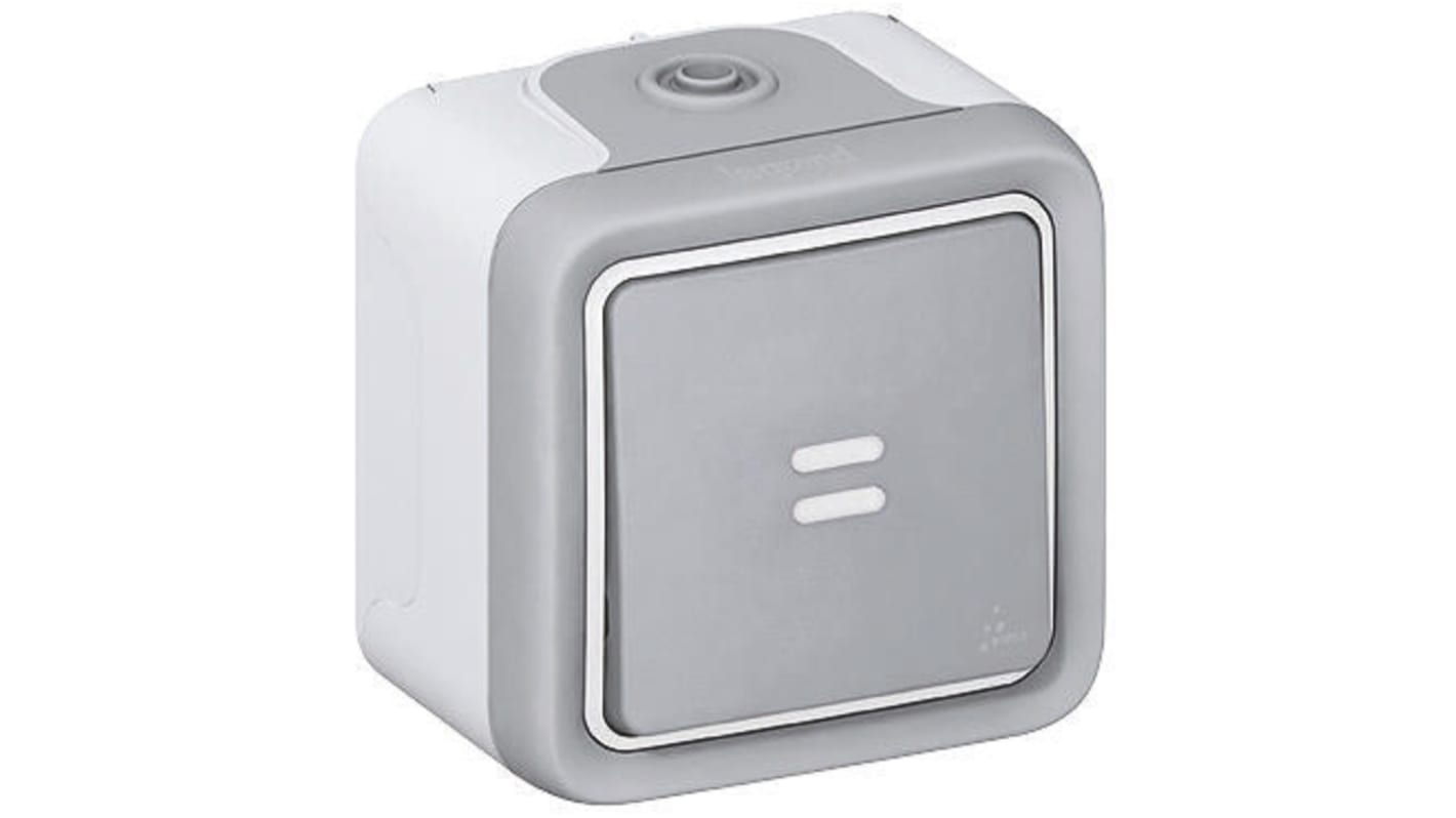 Legrand Grey Outdoor Light Switch, 2 Way, Plexo