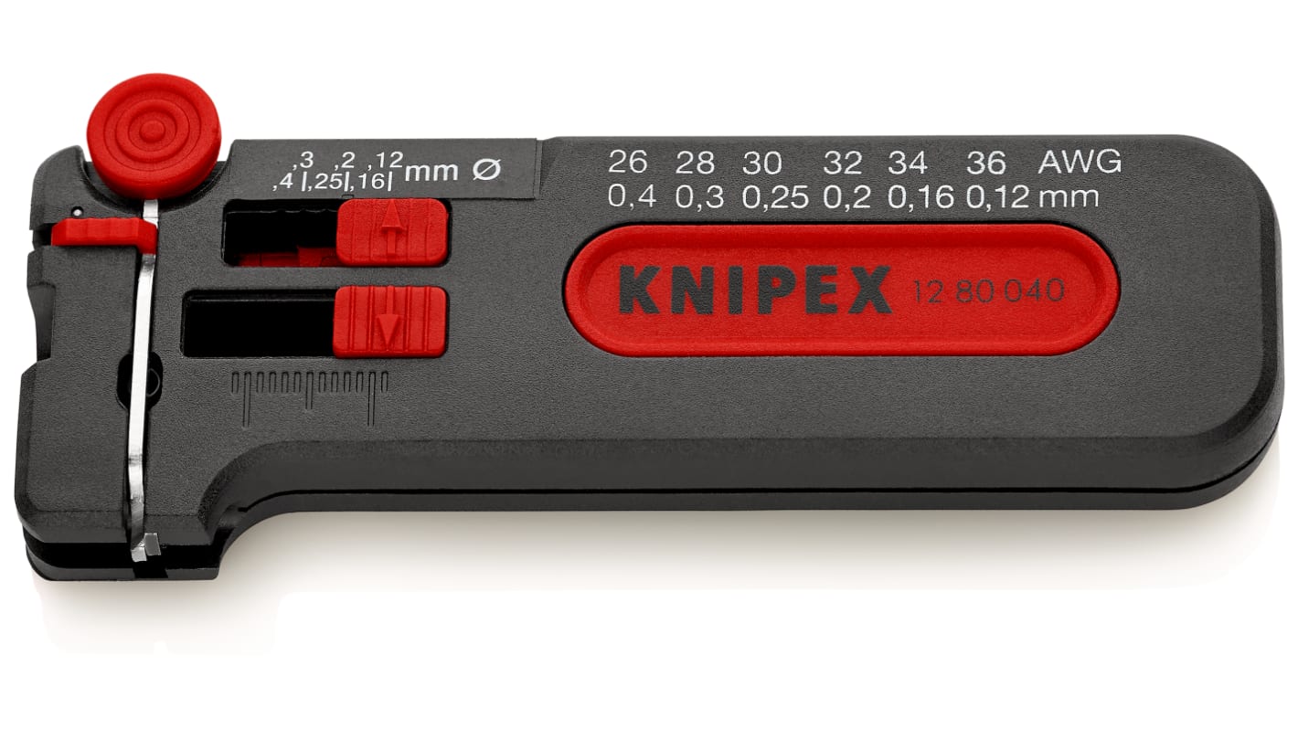 Knipex 12 80 040 Series Mini stripping tool, 0.12 mm² Min, 0.4 mm² Max, 100 mm Overall