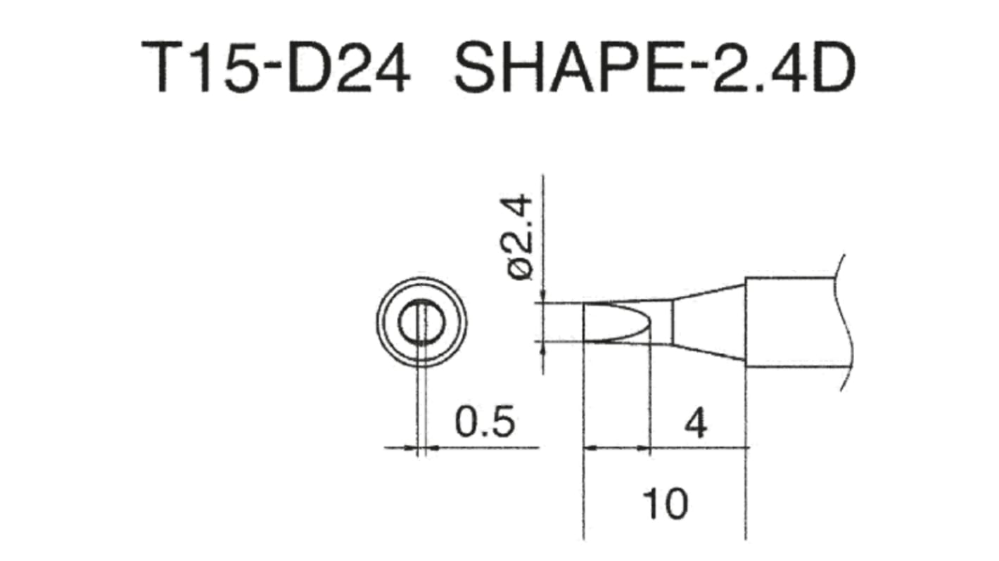 Panne de fer à souder Hakko, Ciseau droit, série T15, 2.4 mm, pour FM-2021; FM-2027 Soldering Irons