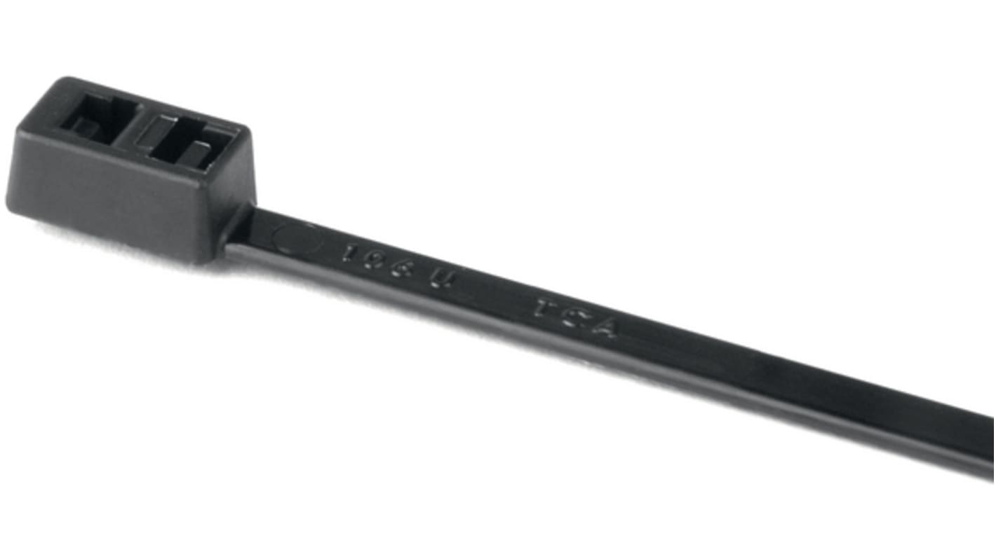 HellermannTyton Cable Tie, Double Headed, 395mm x 4.7 mm, Black Nylon, Pk-100