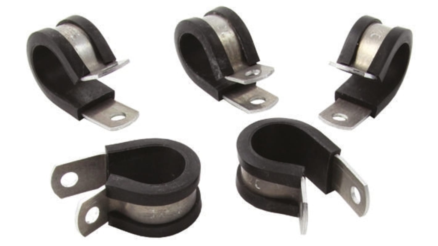 HellermannTyton Black Aluminium Alloy, Chloroprene P Clamp, 28.6mm Max. Bundle