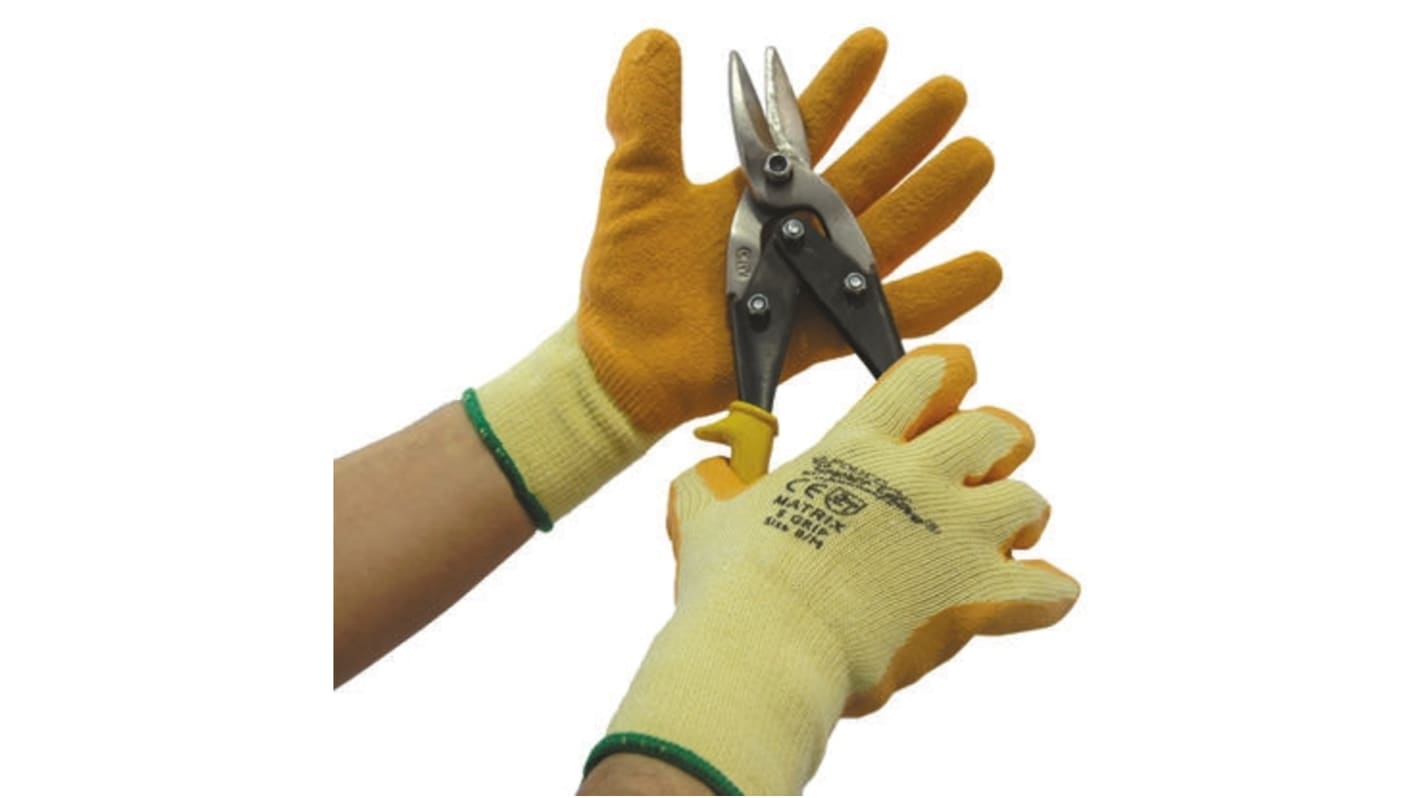 Polyco Healthline Matrix Yellow Latex General Purpose Work Gloves, Size 9, Latex Coating