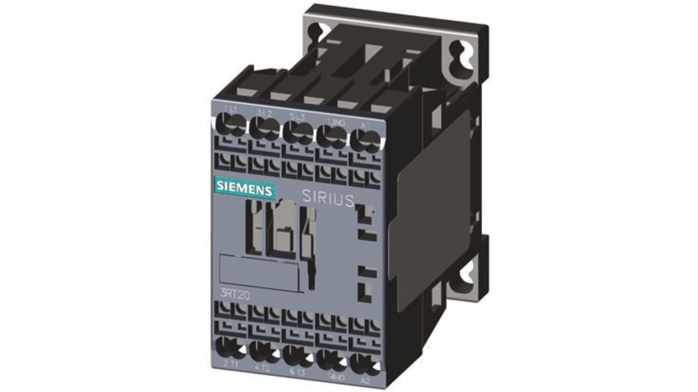 Siemens 3RT2 Series Contactor, 24 V ac Coil, 3-Pole, 9 A, 4 kW, 3NO, 400 V ac