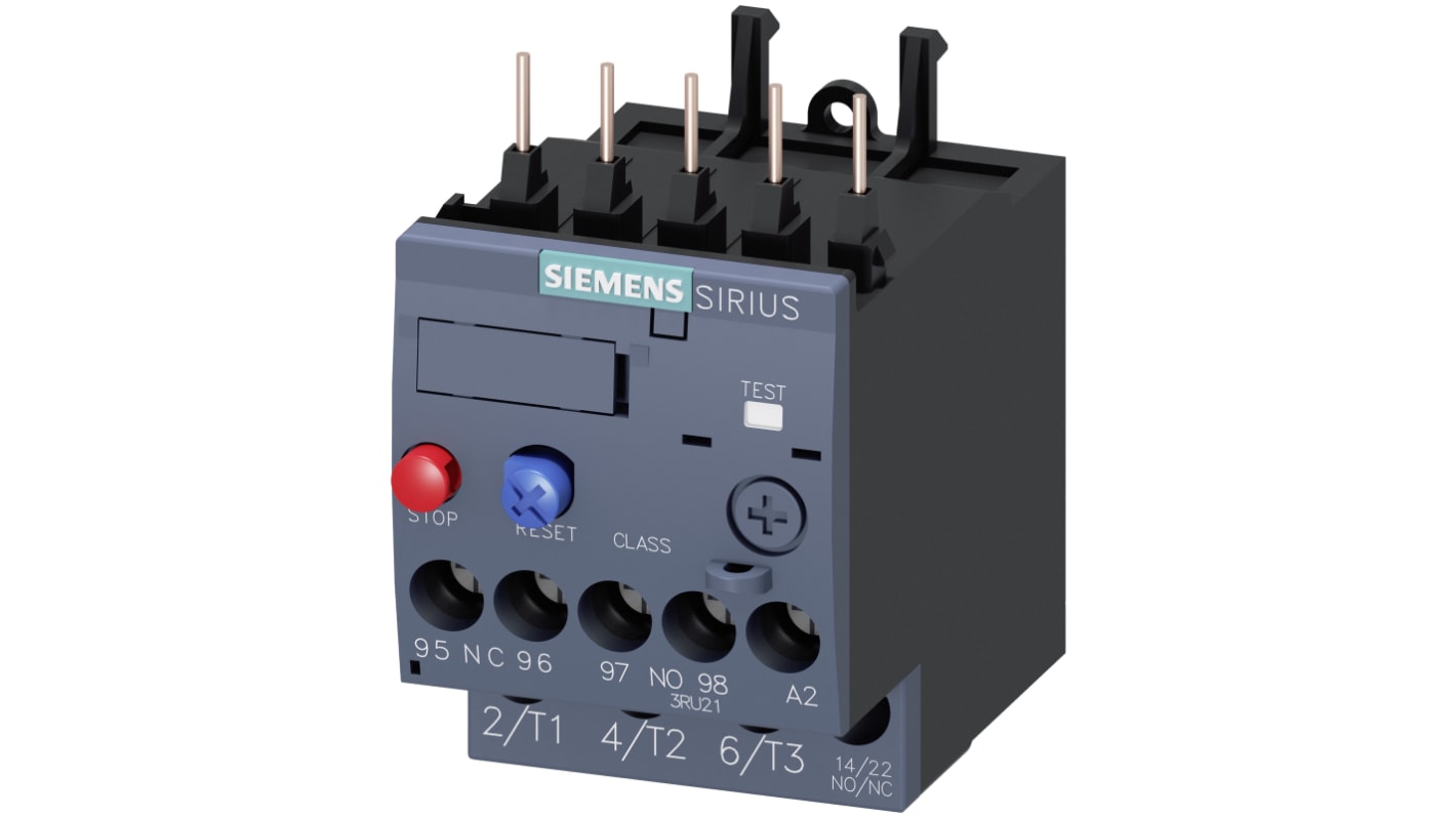 Siemens SIRIUS 3RU2 Thermal Overload Relay 1NO + 1NC, 0.18 → 0.25 A F.L.C, 250 mA Contact Rating, 60 W, 3P,