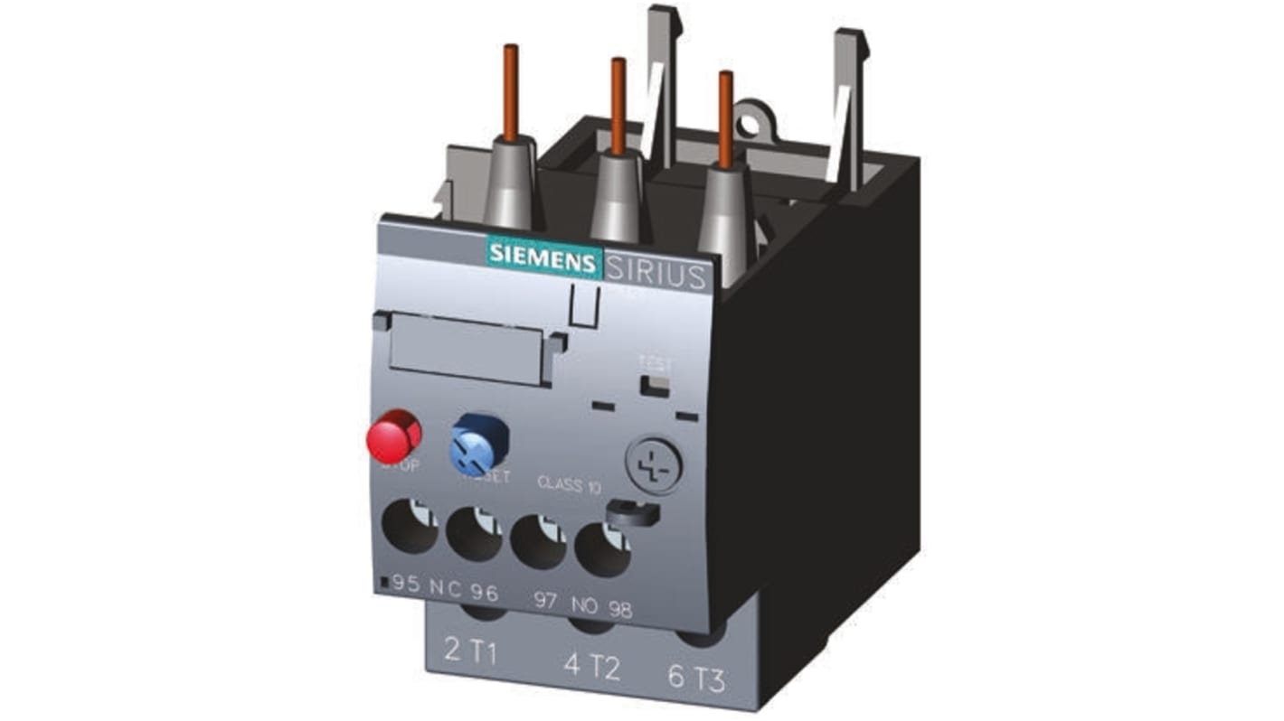 Siemens 3RU Overload Relay 1NO + 1NC, 1.8 → 2.5 A F.L.C, 2.5 A Contact Rating, 1.5 kW, 3P, SIRIUS Innovation