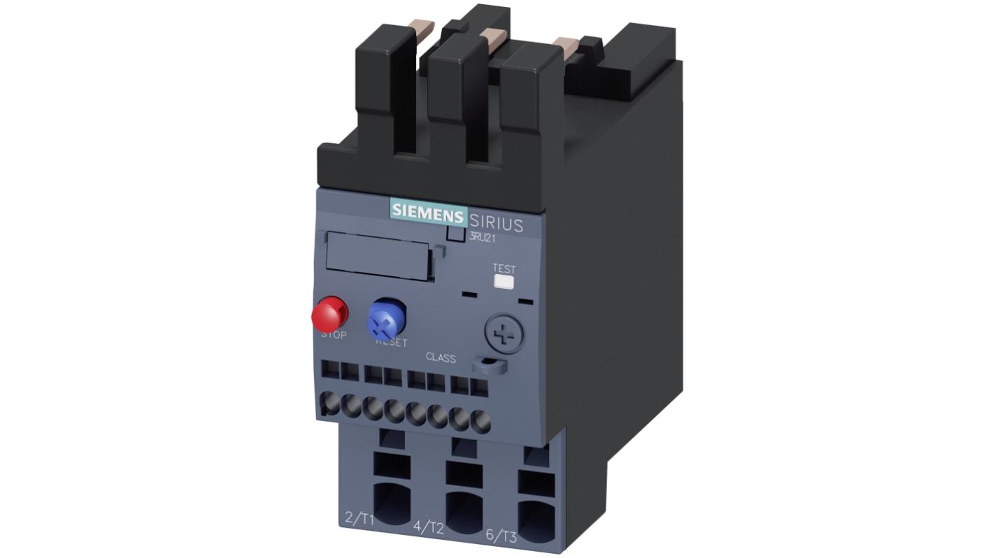 Siemens SIRIUS 3RU2 Thermal Overload Relay 1NO + 1NC, 5.5 → 8 A F.L.C, 8 A Contact Rating, 5.5 kW, 3P, SIRIUS