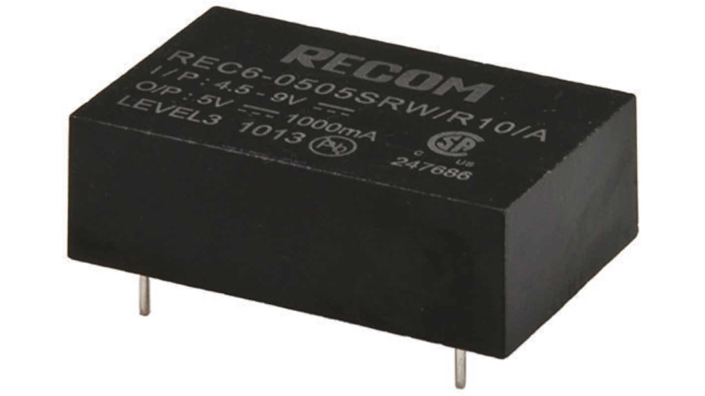 Recom REC6 DC/DC-Wandler 6W 12 V dc IN, 15V dc OUT / 400mA Durchsteckmontage 10kV dc isoliert