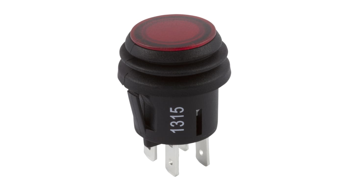 ZF Illuminated Push Button Switch, Latching, Panel Mount, 20.2mm Cutout, DPST, 125V ac, IP65