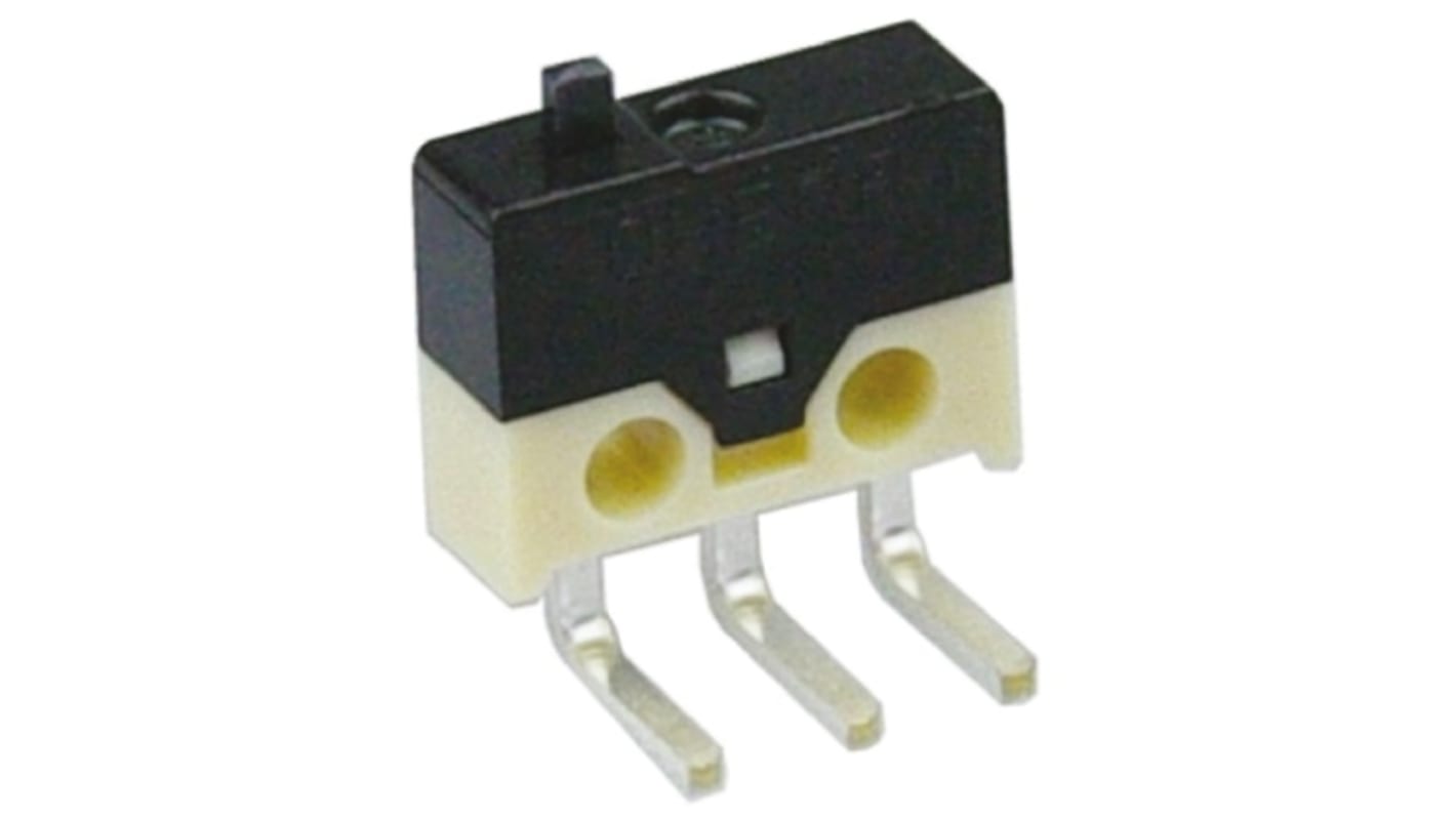 ZF Button Subminiature Micro Switch, Left Angle PCB Terminal, 500 mA @ 30 V dc, SPDT