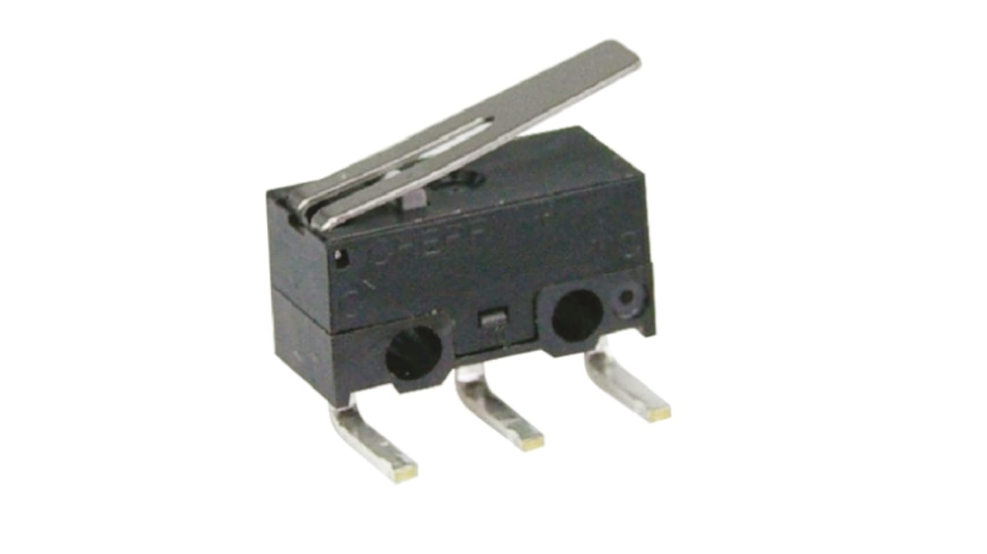 ZF Hinge Lever Micro Switch, Left Angle PCB Terminal, 50 mA @ 30 V dc, SPDT