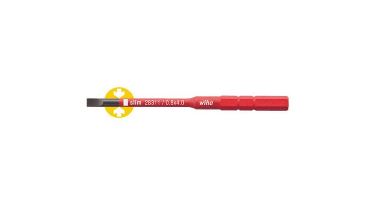 Wiha Slotted Screwdriver Bit, SL4 Tip