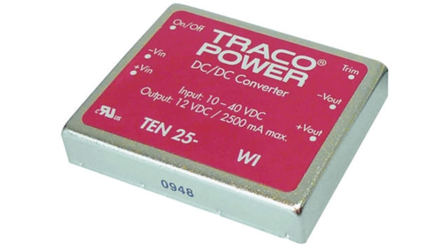 TRACOPOWER TEN 25WI DC/DC-Wandler 25W 48 V dc IN, 5V dc OUT / 5A Durchsteckmontage 1.5kV dc isoliert